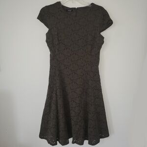 Alfani Green Lace A Line Dress Womens Cap Sleeve
